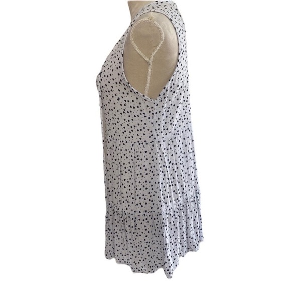 Rachel Zoe white and black heart sleeveless ruffle hem top Size S - Picture 6 of 7